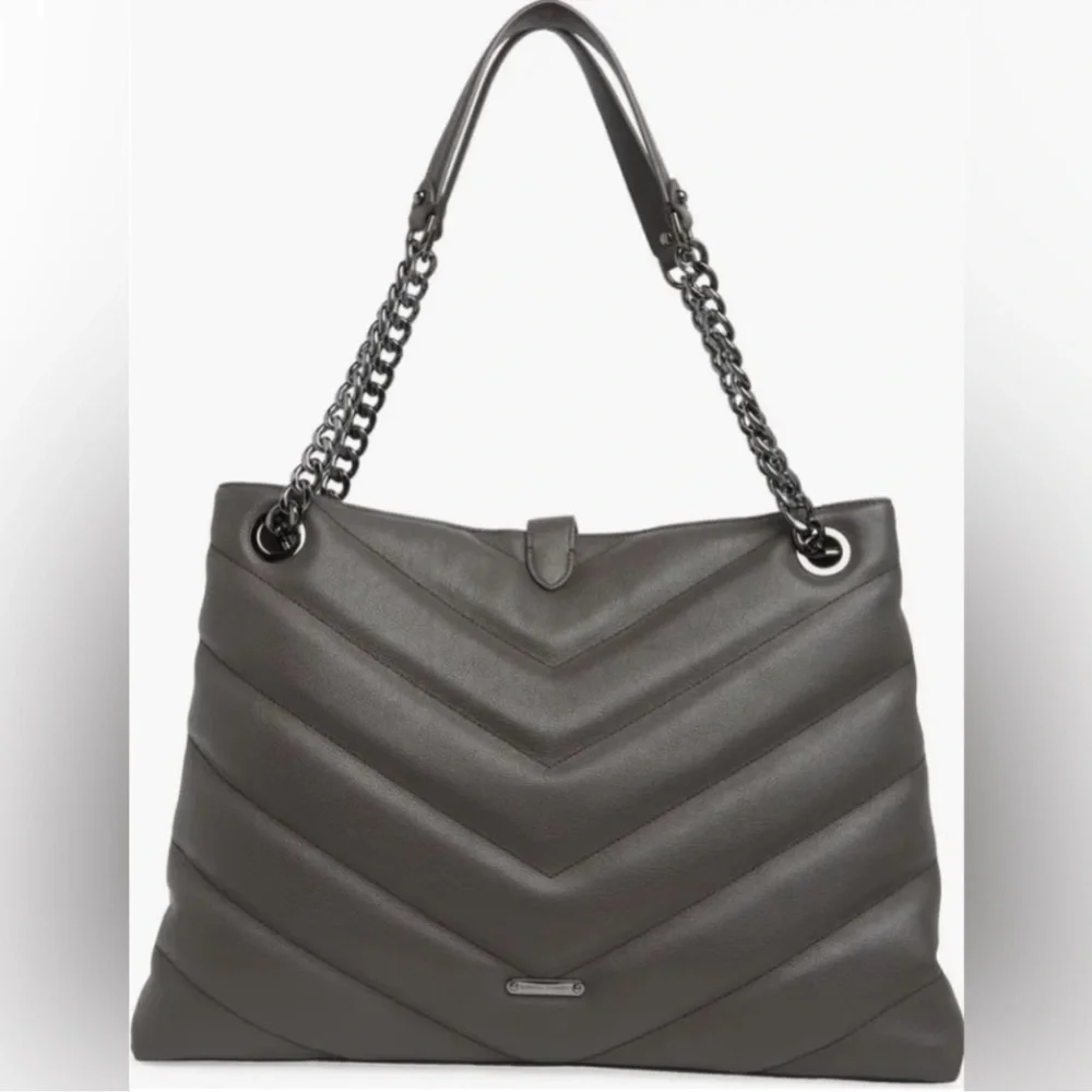 Rebecca Minkoff Edie Quilted‎ Calfskin Leather Maxi Tote. Graphite pre owned